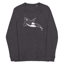Load image into Gallery viewer, Geo Orca Unisex Organic Raglan Crewneck Sweater