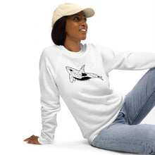 Load image into Gallery viewer, Geo Orca Unisex Organic Raglan Crewneck Sweater