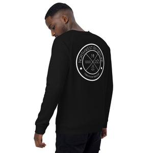 Circle Logo (back) Unisex Organic Raglan Crewneck Sweater