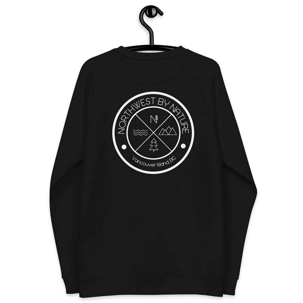 Circle Logo (back) Unisex Organic Raglan Crewneck Sweater