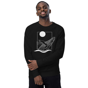 VI Humpback Unisex Organic Raglan Crewneck Sweater