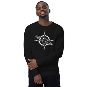 VI Compass Unisex Organic Raglan Crewneck Sweater