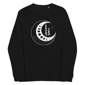 Moon Phases Unisex Organic Raglan Crewneck Sweater