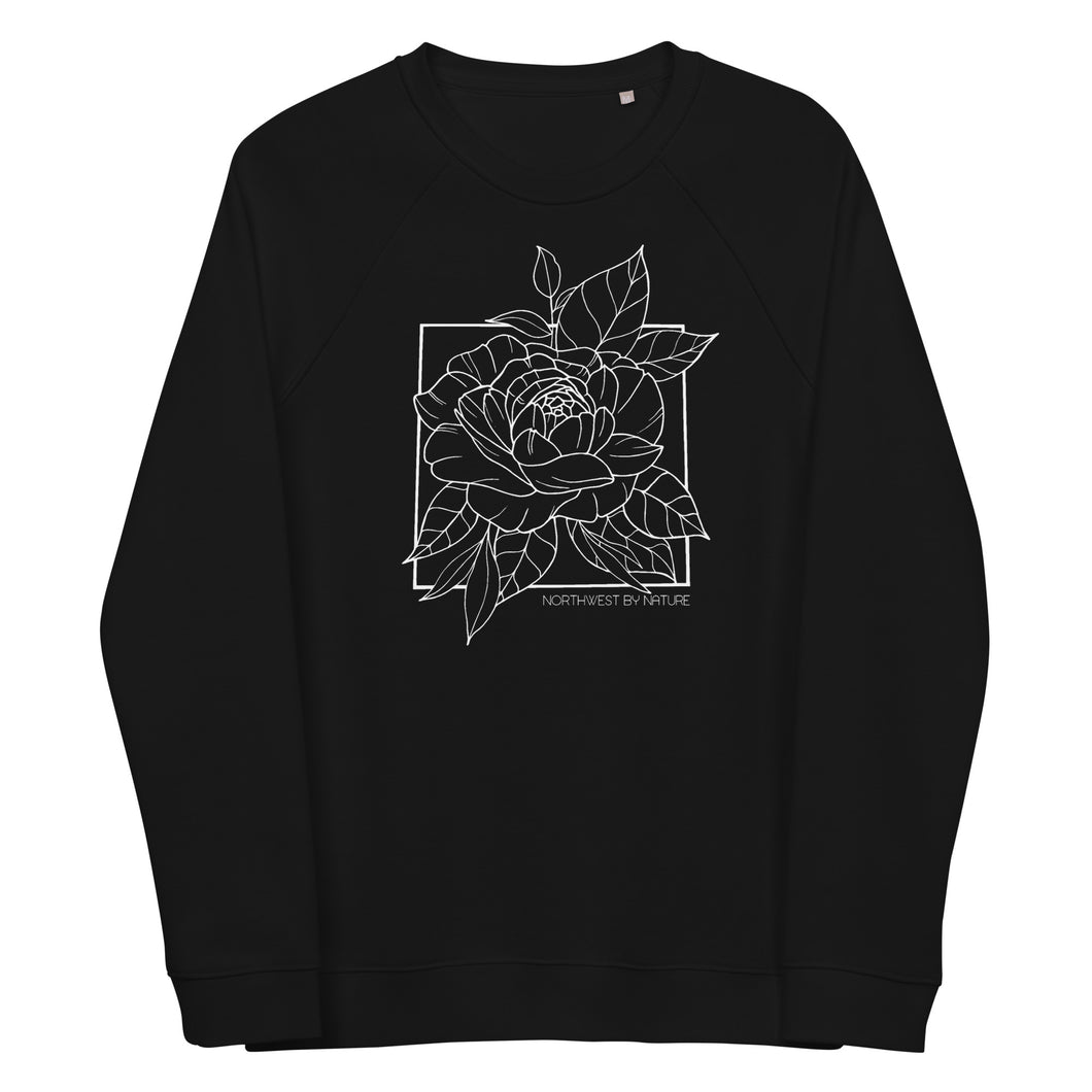 Peony Unisex Organic Raglan Crewneck Sweater