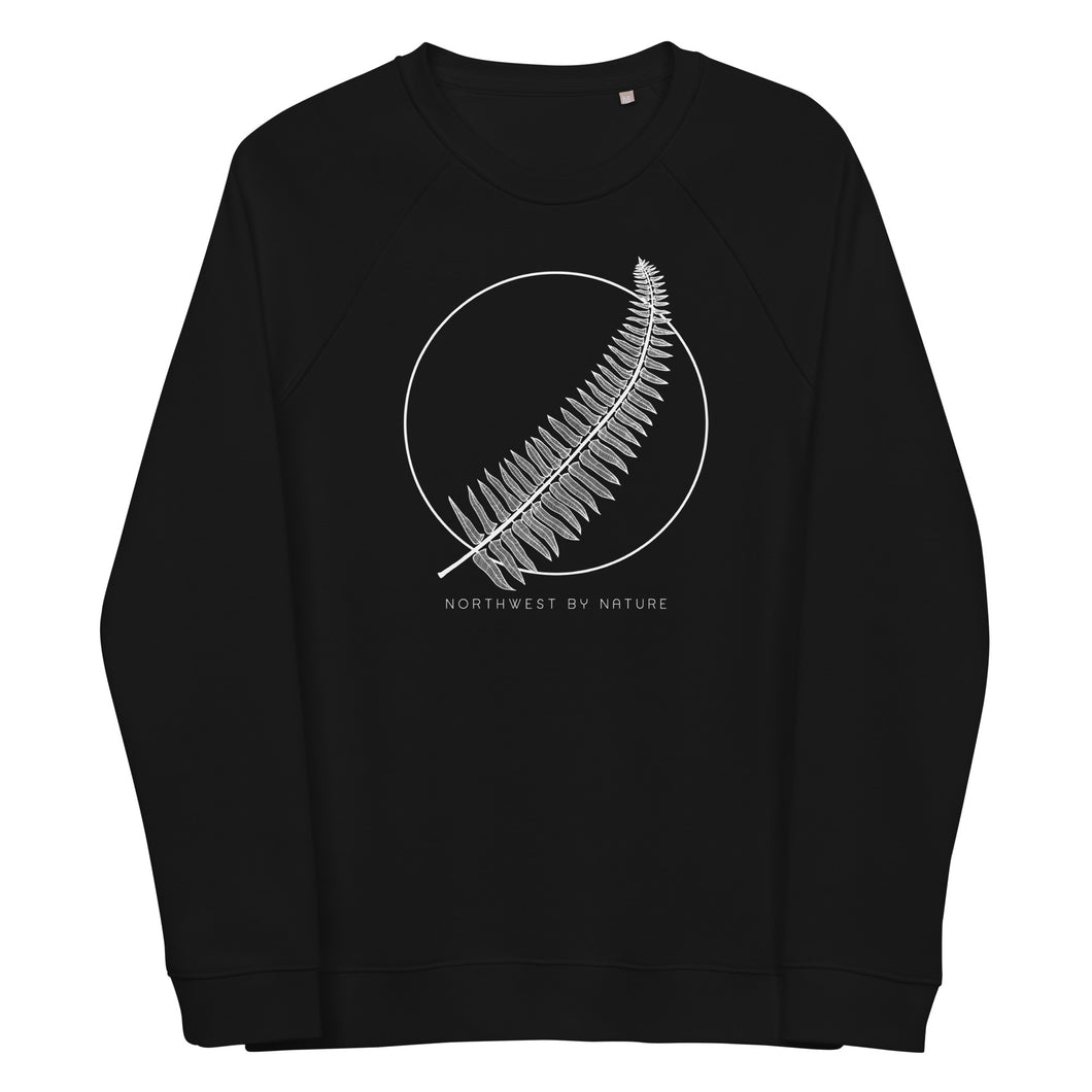 Western Sword Fern Unisex Organic Raglan Crewneck Sweater