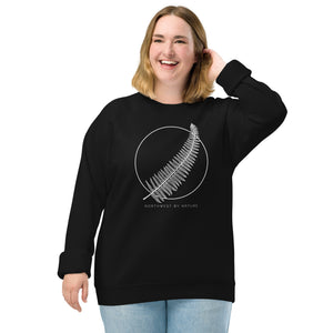 Western Sword Fern Unisex Organic Raglan Crewneck Sweater