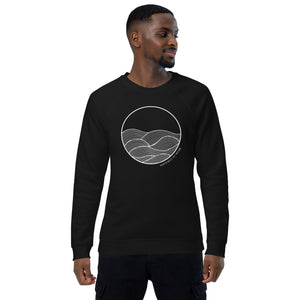 Circle Waves Unisex Organic Raglan Crewneck Sweater