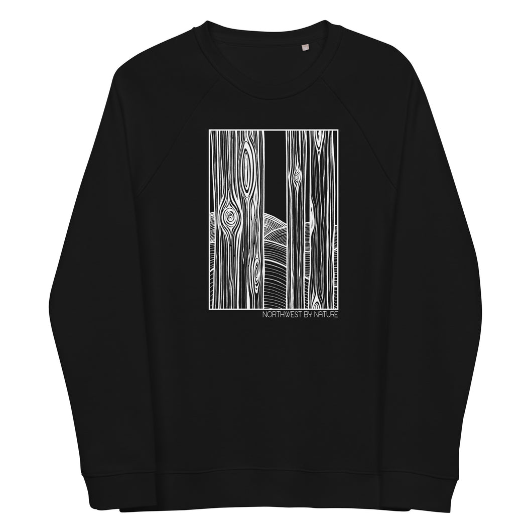 Through the Trees Unisex Organic Raglan Crewneck Sweater