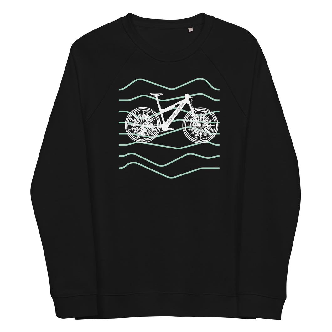 Forest Bike Unisex Organic Raglan Crewneck Sweater