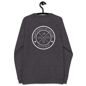 Circle Logo (back) Unisex Organic Raglan Crewneck Sweater