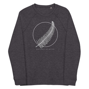 Western Sword Fern Unisex Organic Raglan Crewneck Sweater