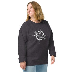 VI Compass Unisex Organic Raglan Crewneck Sweater