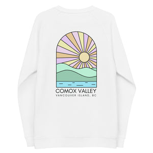 Colourful Comox Valley Unisex Adult Organic Raglan Crewneck Sweater