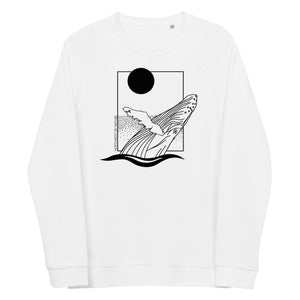 VI Humpback Unisex Organic Raglan Crewneck Sweater