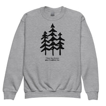 Load image into Gallery viewer, I Like Big Trees Youth Crewneck Sweatshirt

