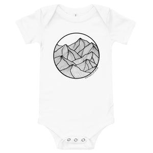 Circle Mountains baby onesie